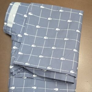 LACOSTE Blue with White Crocodile Designflat Top‎ Sheet Standard 66 X 96